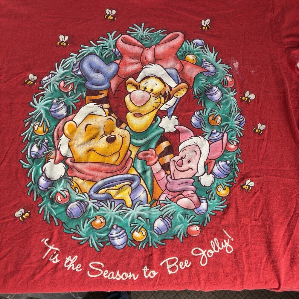 Vintage 90’s Pooh Bear Disney One Size Christmas XMAS Tie The Season Be Jolly